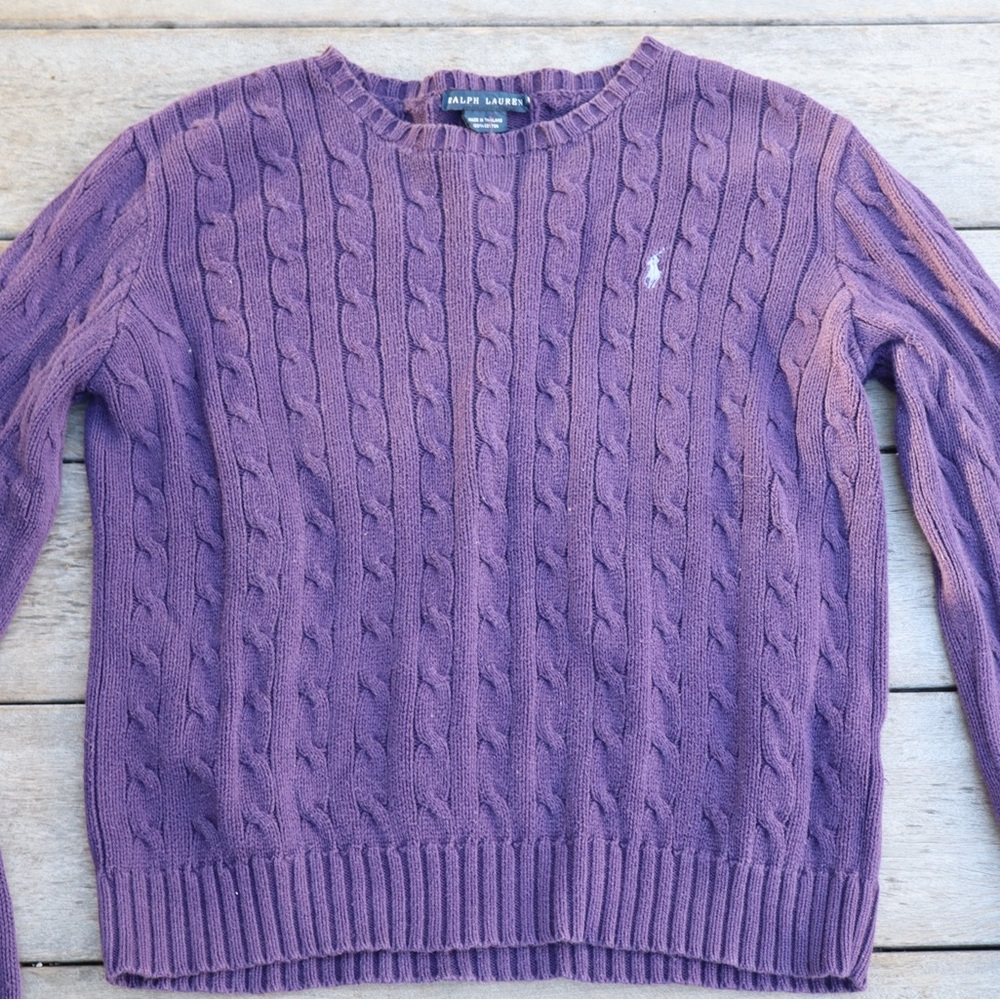 Youth XL Polo Ralph Lauren Purple Cable Knit